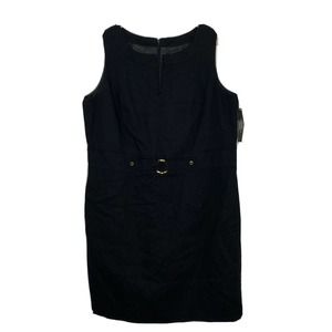 TAHARI Arthur S. Levine Womens Black Gold Belt Sleeveless Knit Dress Plus Sz 18